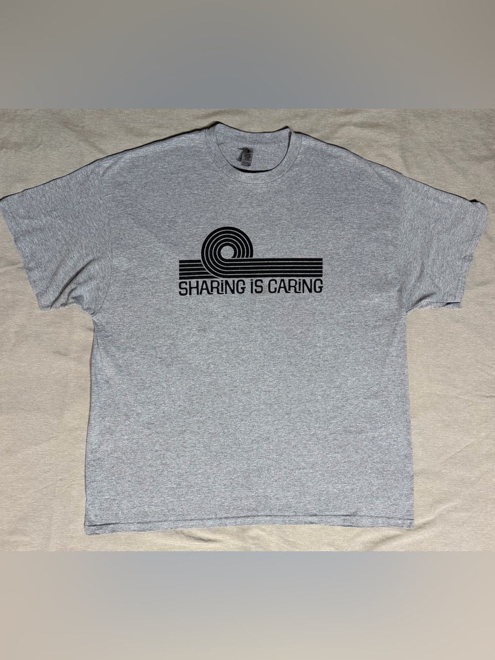 Sharing Is Caring Graphic Tee - Gray Crewneck